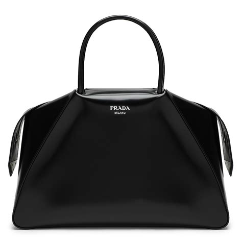 black and creme prada handbag|large black Prada handbags.